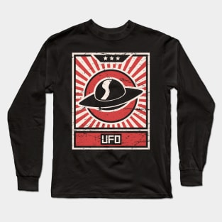 UFO | Vintage Style Alien Propaganda Poster Long Sleeve T-Shirt